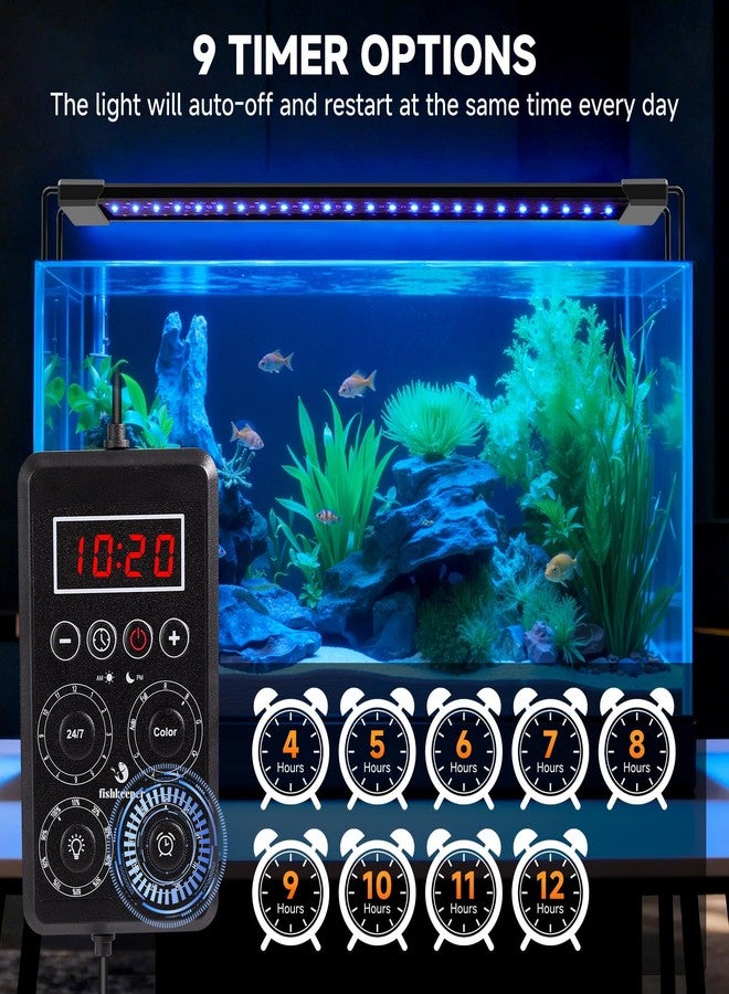 fishkeeper Smart LED Aquarium Light with One-Button Real-Time Sync, 24/7 Mode Full Spectrum Fish Tank Lights, 9 Colors DIY, 9 Timer, 10 Brightness IP68 Waterproof Aquarium Plant Light for 12-18 inch - Image 5